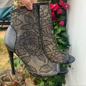 See through lace rose heels